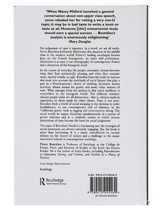 Distinction : a social critique of the judgement of taste - Bourdieu, Pierre - Tietokirjat ja oppaat - 10105401504 - 1