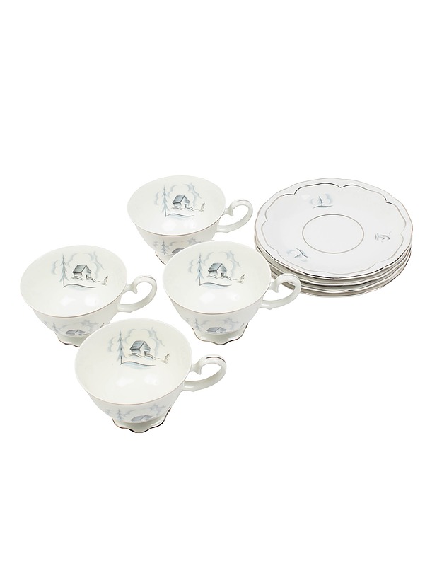 Kahvikuppisetti alustoilla, 8 osaa - Lautaset ja kulhot - 10105402585 - 1