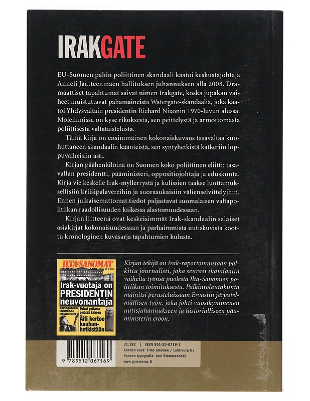 Irakgate : pääministerin nousu ja ero - Pekka Ervasti - Elämäkerrat ja muistelmat - 10105402758 - 1