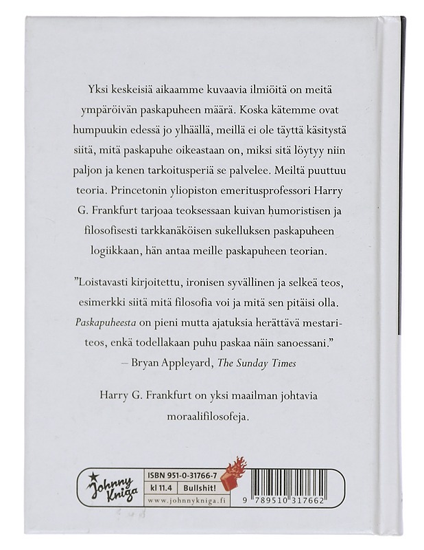 Paskapuheesta - Frankfurt, Harry G. - Elämäkerrat ja muistelmat - 10105402768 - 1