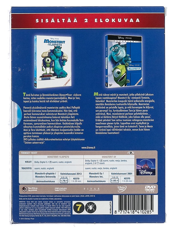 Monsterit Yliopisto /Monsterit Oy - 2:n elokuvan boksi - DVD - DVD-elokuvat - 10105403194 - 1