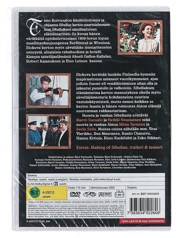Sibelius - DVD - DVD-elokuvat - 10105403574 - 1