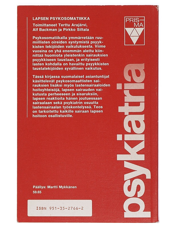 Lapsen psykosomatiikka - Arajärvi, Terttu - Tietokirjat ja oppaat - 10105403771 - 1