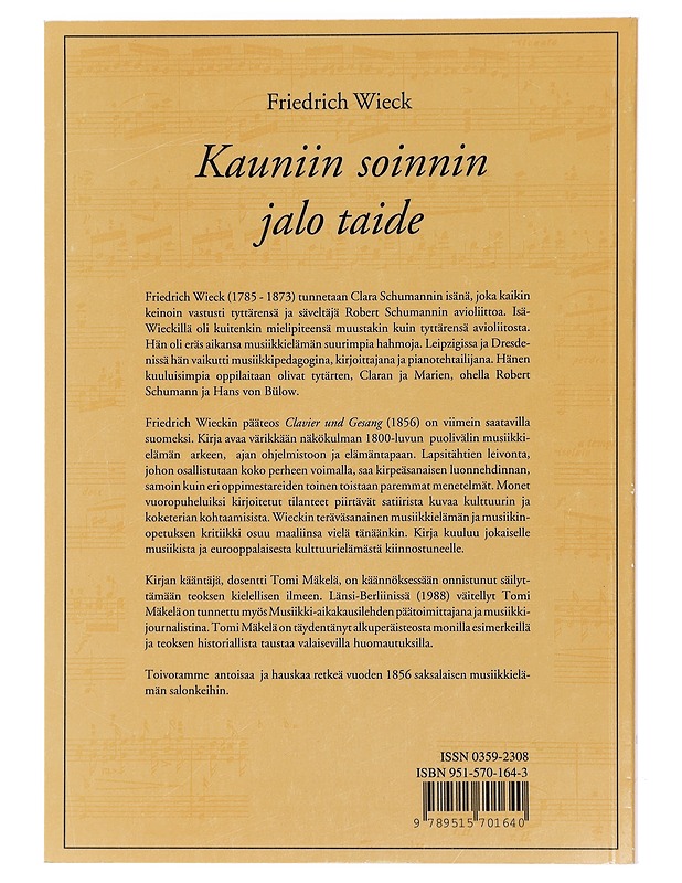 Kauniin soinnin jalo taide - Wieck, Friedrich - Historiakirjat - 10105403783 - 1