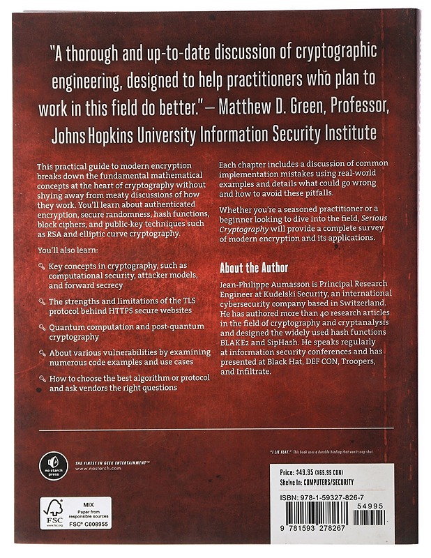 Serious Cryptography: A Practical Introduction to Modern Encryption -Aumasson, Jean-Philippe - Tietokirjat ja oppaat - 10105404238 - 1
