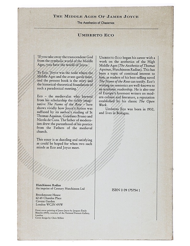 The Middle Ages of James Joyce : the aesthetics of Chaosmos - Eco, Umberto - Tietokirjat ja oppaat - 10105404250 - 1