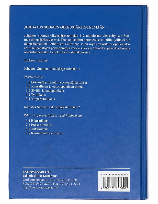 Johdatus Suomen oikeusjärjestelmään 1-2 1999 - Tietokirjat ja oppaat - 10105404298 - 1