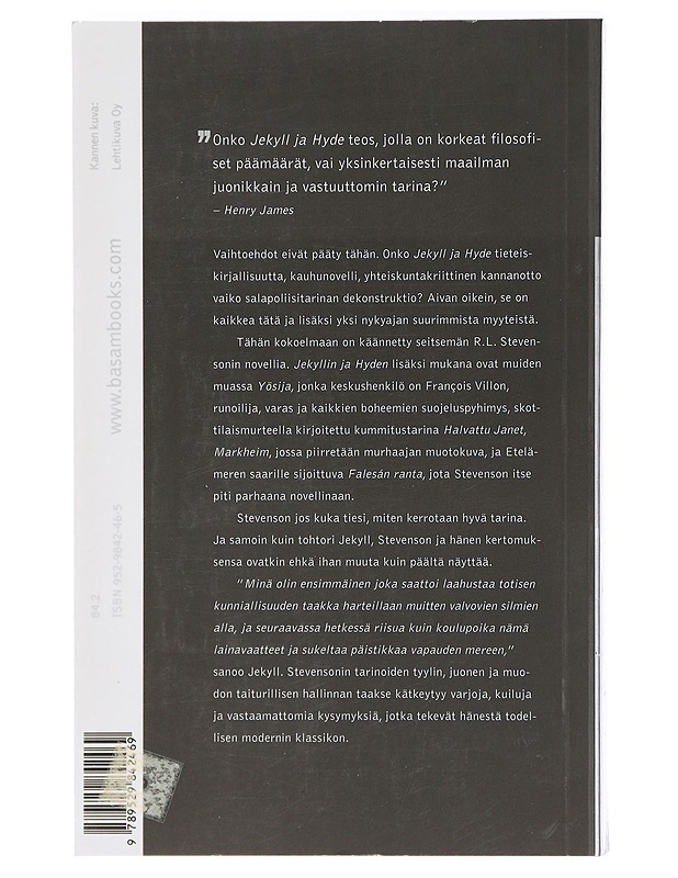 Jekyll ja Hyde ja muita kertomuksia - Stevenson, Robert Louis - Fantasia- ja scifi - 10105404342 - 1