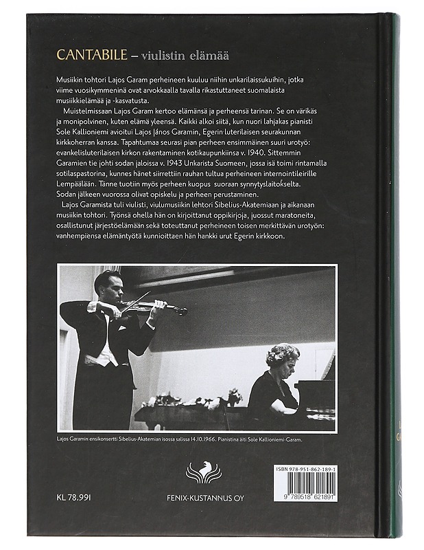 Cantabile : viulistin elämää - Lajos Garam - Elämäkerrat ja muistelmat - 10105404362 - 1