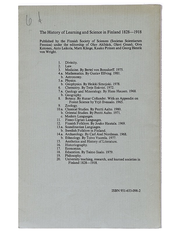 The history of mathematics in Finland 1828-1918 - Elfving, Gustav - Historiakirjat - 10105404482 - 1