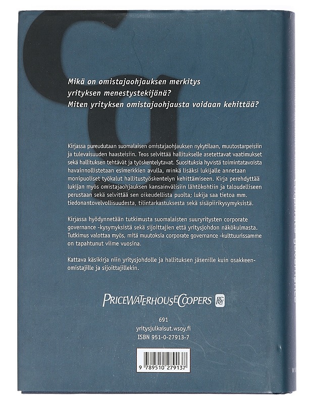 Corporate governance : hyvä omistajaohjaus ja hallitustyöskentely - Hirvonen, Ahti - Tietokirjat ja oppaat - 10105404537 - 1