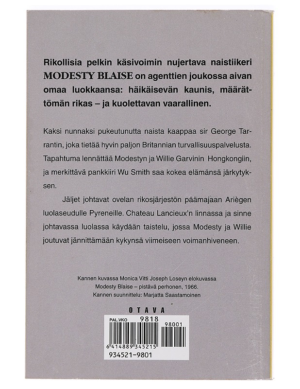 Modesty Blaise, hopeajumalatar - Peter O`Donnell - Romaanit ja novellit - 10105404630 - 1