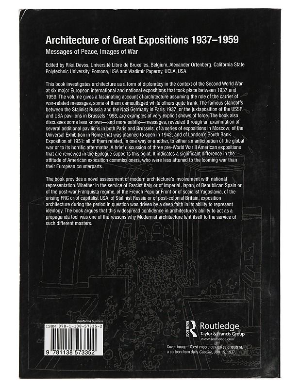 Architecture of Great Expositions 1937-1959 - Devos, Rika - Historiakirjat - 10105404982 - 1