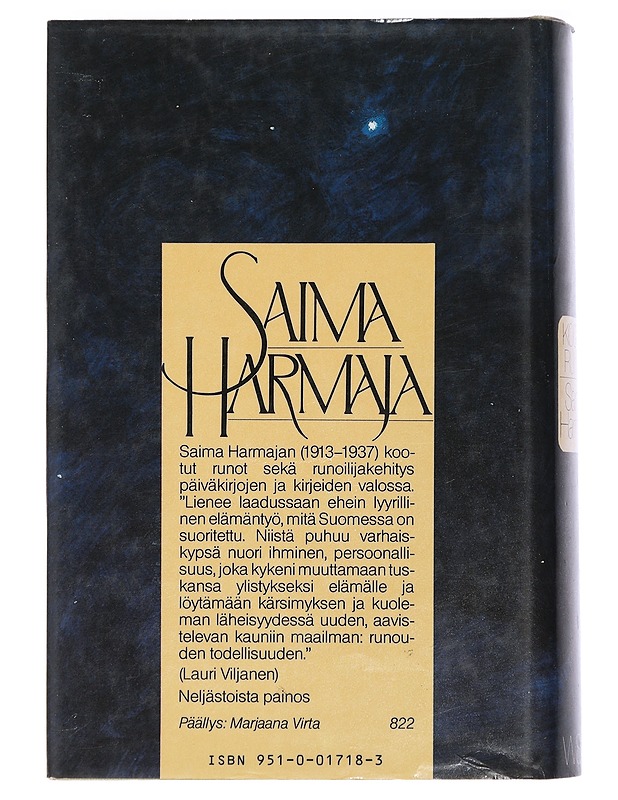Kootut runot : sekä runoilijakehitys päiväkirjojen ja kirjeiden valossa - Saima Harmaja - Elämäkerrat ja muistelmat - 10105405039 - 1