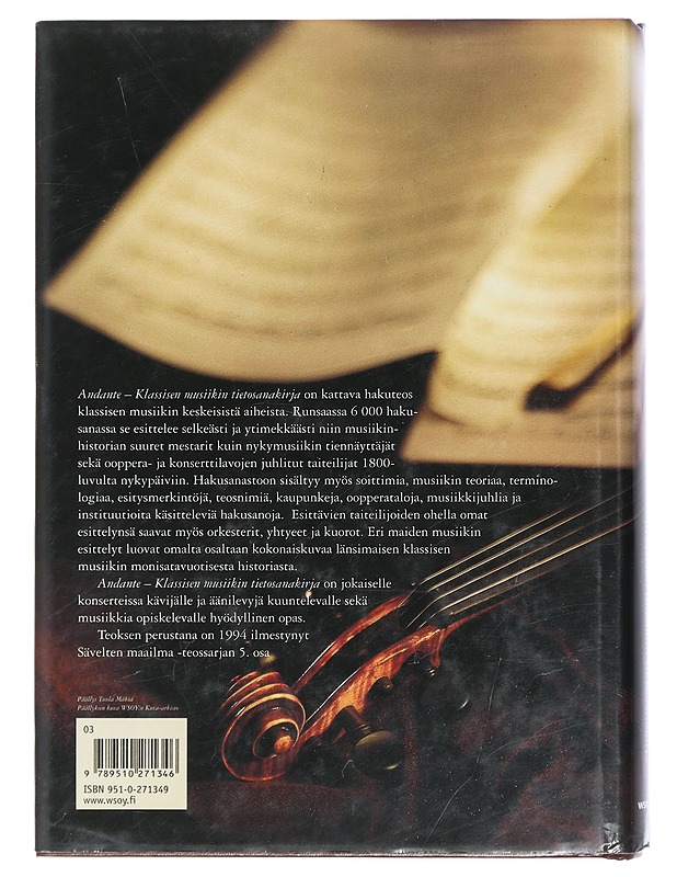 Andante : klassisen musiikin tietosanakirja - Korhonen, Kimmo - Tietokirjat ja oppaat - 10105405040 - 1