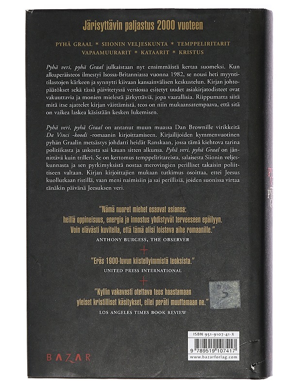 Pyhä veri, Pyhä Graal - Baigent, Michael - Historiakirjat - 10105405048 - 1