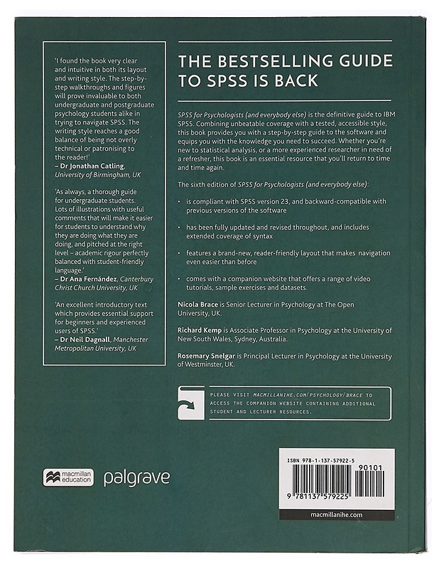 SPSS for Psychologists - Nicola Brace & al. - Tietokirjat ja oppaat - 10105405071 - 1