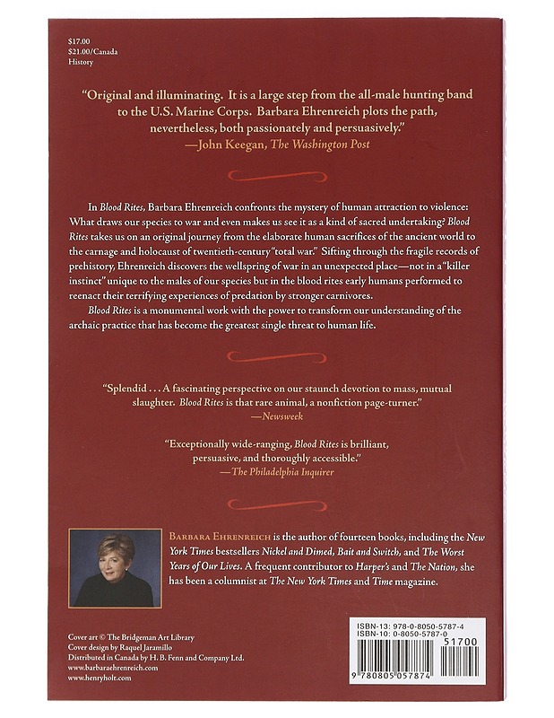 Blood Rites, Origins and History of the Passions of War - Barbara Ehrenreich - Historiakirjat - 10105405096 - 1