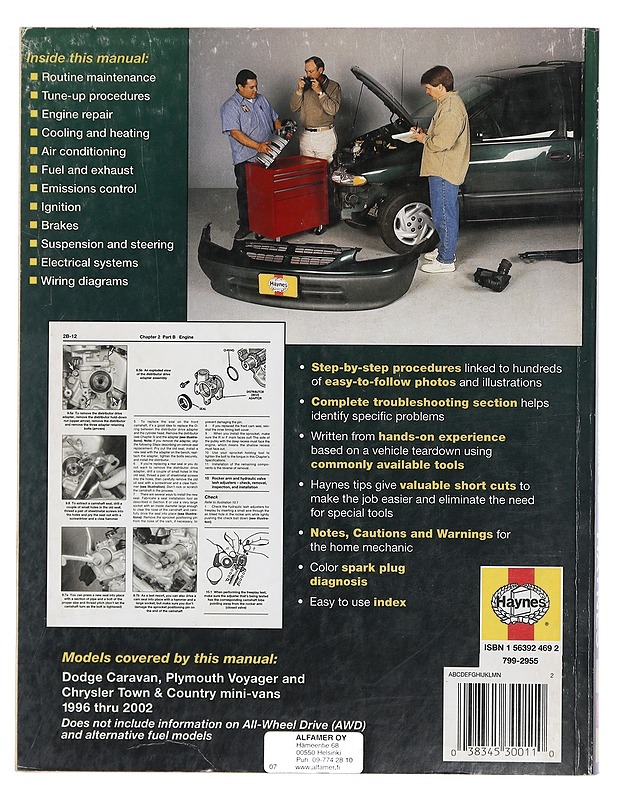 Dodge Caravan, Plymouth Voyager & Chrysler Town & Country : Automotive repair manual : 1996 thru 2002 : mini-vans - Le Doux, Alan - Tietokirjat ja oppaat - 10105405150 - 1