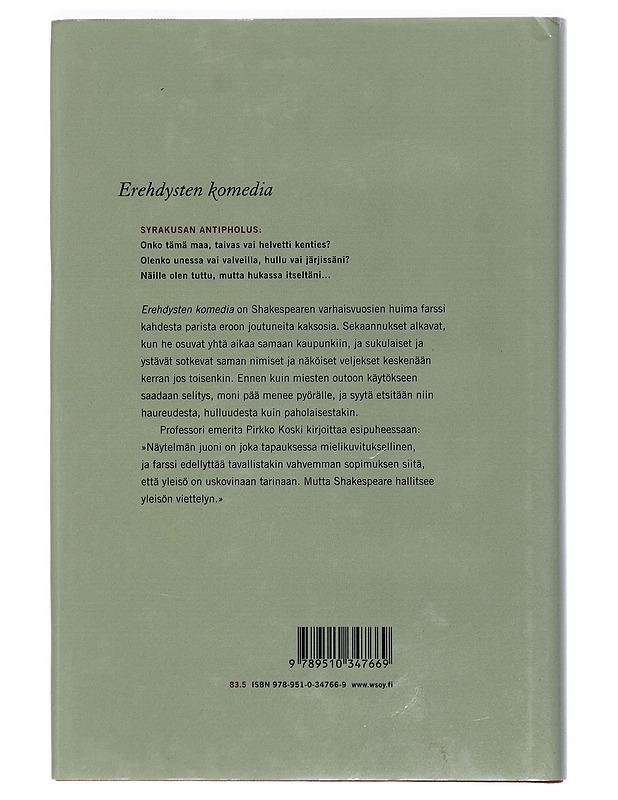 Erehdysten komedia - Shakespeare, William - Romaanit ja novellit - 10105405478 - 1