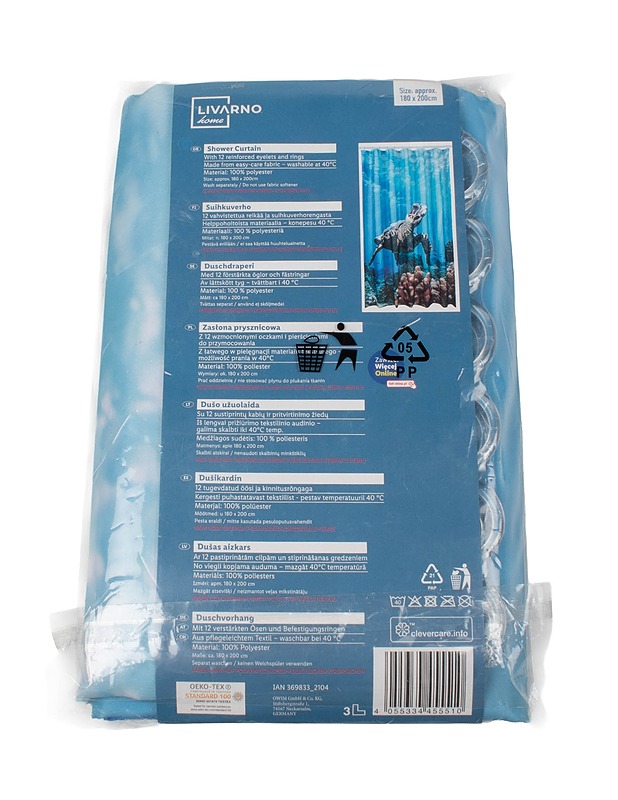 LIVARNO suihkuverho, 180 x 200 cm - Muut kodintekstiilit - 10105405921 - 1