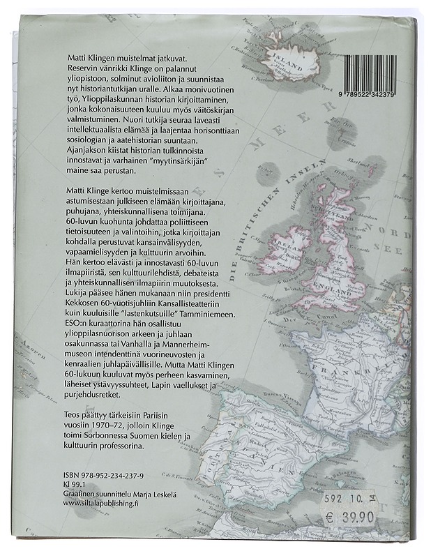 Upsalasta Pariisiin : muistelmia 1960-1972 - Matti Klinge - Elämäkerrat ja muistelmat - 10105405964 - 1