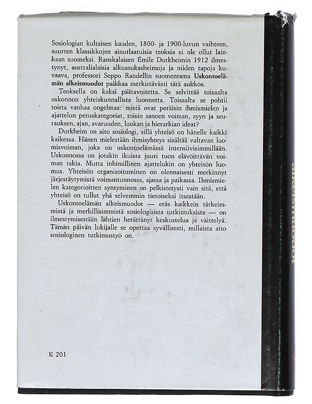 Uskontoelämän alkeismuodot : australialainen toteemijärjestelmä - Durkheim, Émile - Tietokirjat ja oppaat - 10105405987 - 1