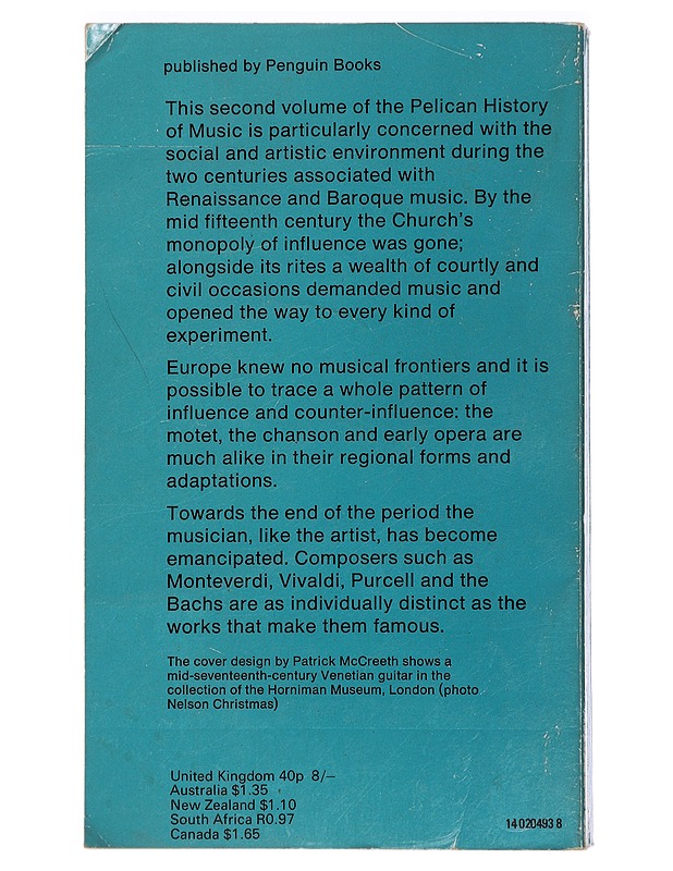 The Pelican History of Music: 2, Renaissance And Baroque - Robertson, Alec ; Stevens, Denis - Historiakirjat - 10105407069 - 1