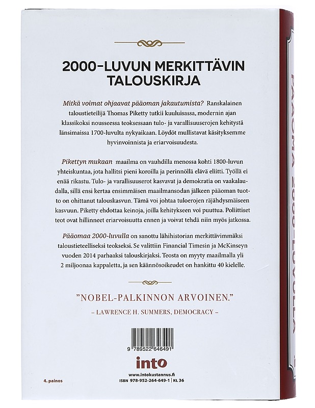 Pääoma 2000-luvulla - Piketty, Thomas - Historiakirjat - 10105407351 - 1