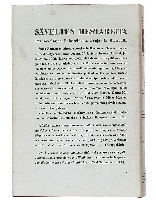 Sävelten mestareita : säveltäjien elämänkertoja Palestrinasta nykypäiviin - Ranta, Sulho - Elämäkerrat ja muistelmat - 10105407370 - 1