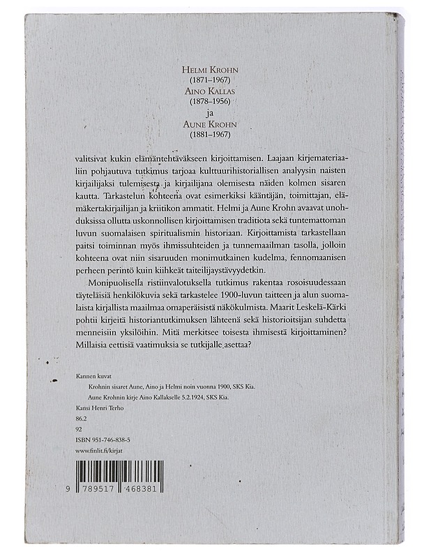Kirjoittaen maailmassa : Krohnin sisaret ja kirjallinen elämä - Maarit Leskelä-Kärki - Elämäkerrat ja muistelmat - 10105407377 - 1