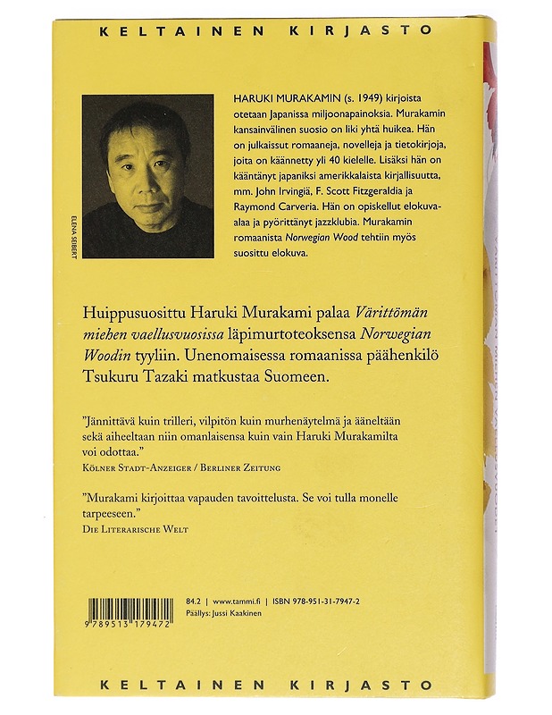 Värittömän miehen vaellusvuodet - Murakami, Haruki - Romaanit ja novellit - 10105407667 - 1