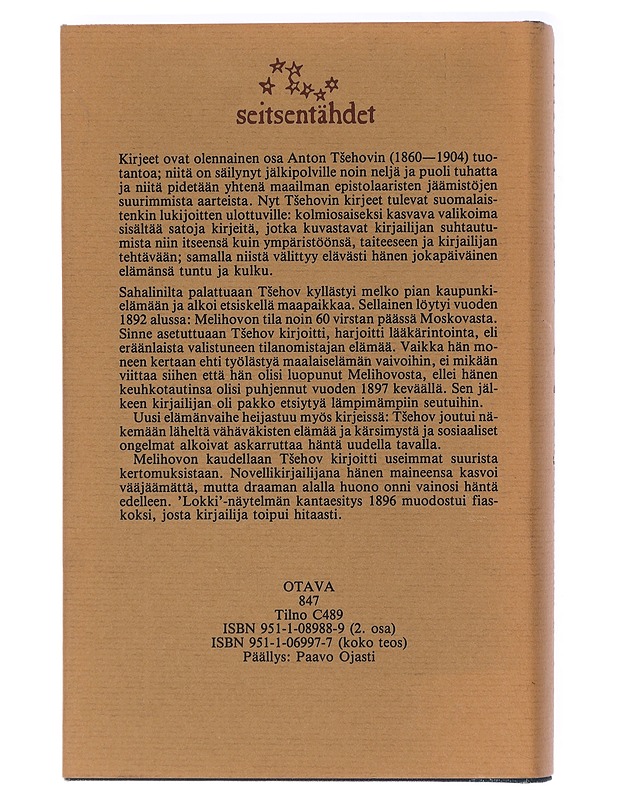 Anton Tsehov 2.  Kirjeitä vuosilta 1891-1898 - Melihovon aika - Elämäkerrat ja muistelmat - 10105407724 - 1