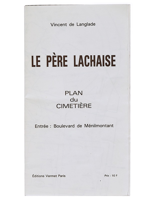 Le père lachaise - Vincent de Langlade - Tietokirjat ja oppaat - 10105407800 - 0