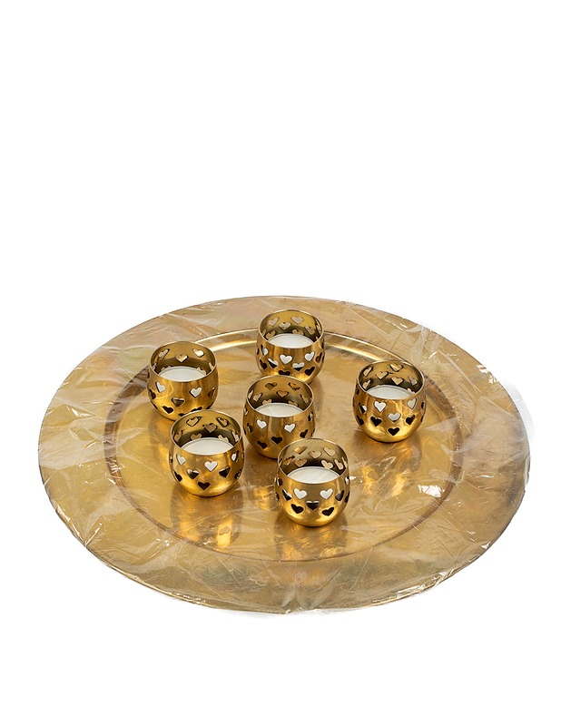 Messinkinen alusta ja tuikkukipot 6 kpl - Joulutuotteet - 10105407906 - 0