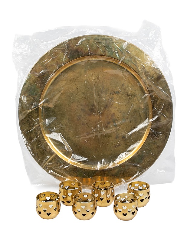 Messinkinen alusta ja tuikkukipot 6 kpl - Joulutuotteet - 10105407906 - 1