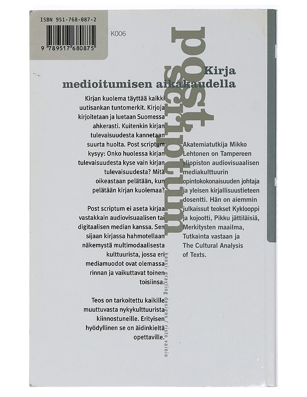 Post Scriptum - Lehtonen, Mikko - Taide- ja kulttuurikirjat - 10105407924 - 1