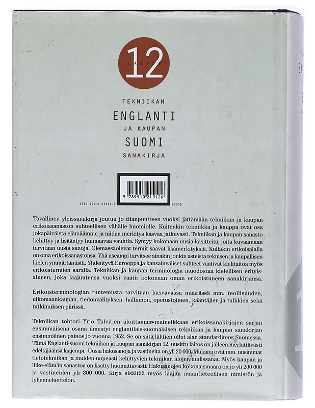 Englanti-suomi : tekniikan ja kaupan sanakirja - Talvitie, Jyrki K. - Tietokirjat ja oppaat - 10105407962 - 1