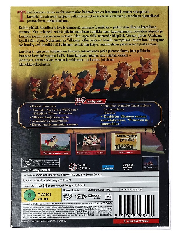 Lumikki ja seitsemän kääpiötä - DVD - DVD-elokuvat - 10105408263 - 1