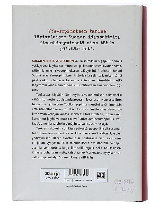 Suomi, Neuvostoliitto ja YYA-sopimus - Juhani Suomi - Historiakirjat - 10105408348 - 1