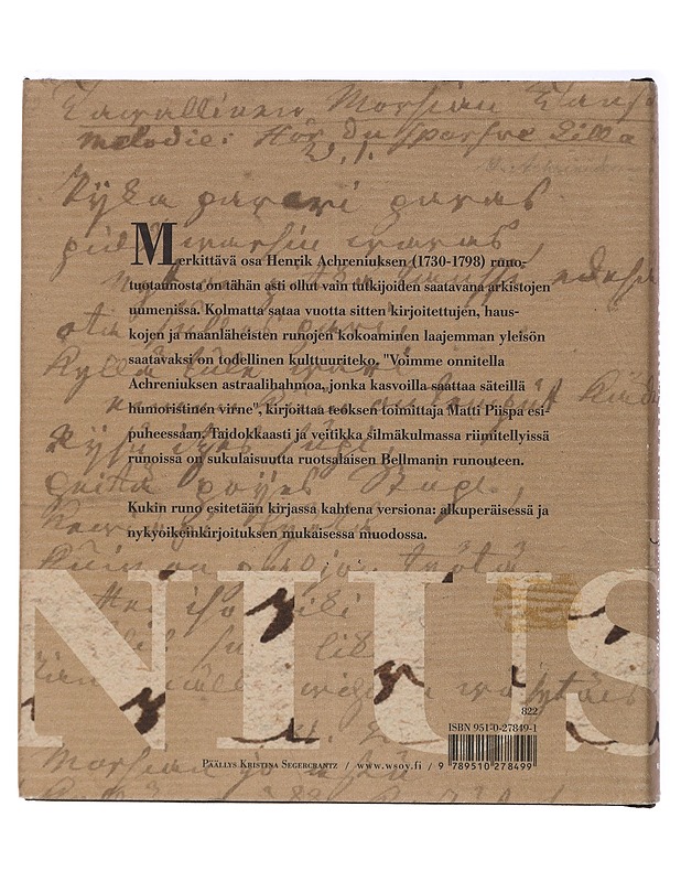 Runot vuosilta 1754-1797 - Achrenius, Henrik - Runot ja näytelmät - 10105408573 - 1