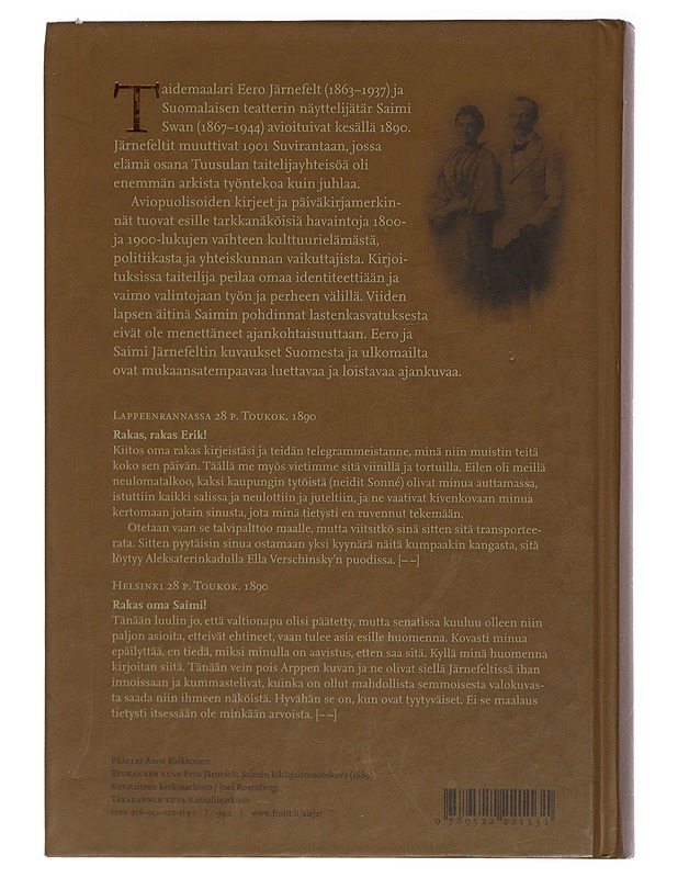 Eero ja Saimi Järnefeltin kirjeenvaihtoa ja päiväkirjamerkintöjä 1889-1914 - Järnefelt, Eero - Elämäkerrat ja muistelmat - 10105408660 - 1