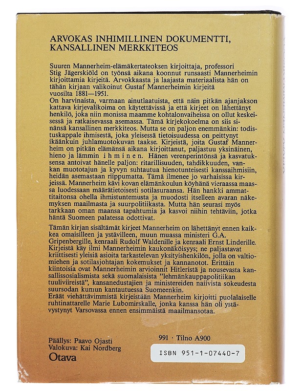 Kirjeitä seitsemän vuosikymmenen ajalta - Mannerheim, Carl Gustaf Emil - Elämäkerrat ja muistelmat - 10105408719 - 1