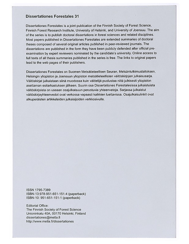 The visual preferences for forest regeneration and field afforestation - four case studies in Finland - Eeva Karjalainen - Tietokirjat ja oppaat - 10105409017 - 1