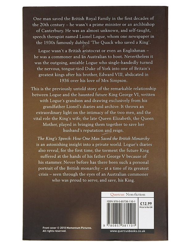 The King's Speech - Logue, Mark - Elämäkerrat ja muistelmat - 10105409021 - 1