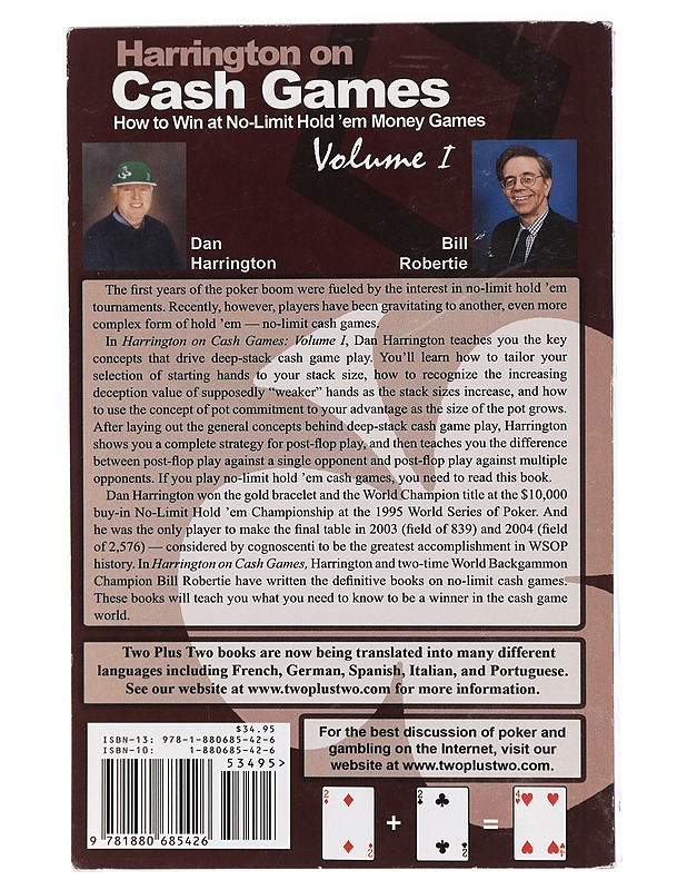 Harrington on Cash Games : Volume I, How to Win at No-Limit Hold'em Money Games - Harrington, Dan Robertie, Bill - Tietokirjat ja oppaat - 10105409090 - 1