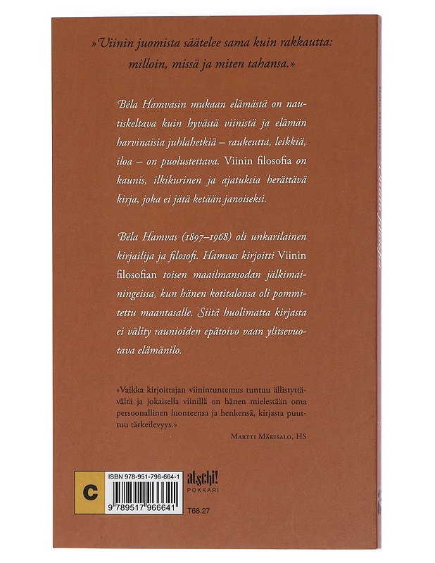 Viinin filosofia - Hamvas, Béla - Tietokirjat ja oppaat - 10105409308 - 1