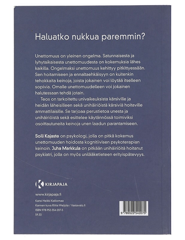 Hyvää yötä : apua univaikeuksiin - Kajaste, Soili - Tietokirjat ja oppaat - 10105409318 - 1