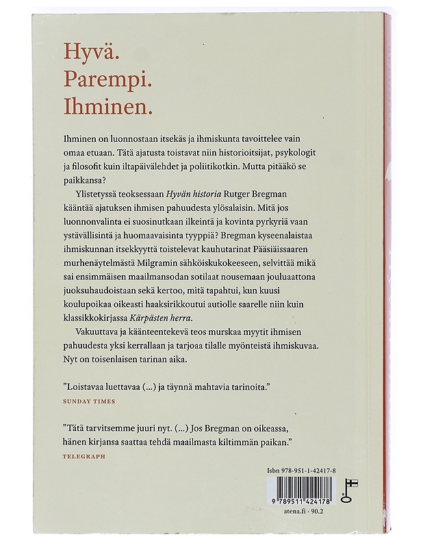 Hyvän historia : ihmiskunta uudessa valossa - Bregman, Rutger - Historiakirjat - 10105409488 - 1