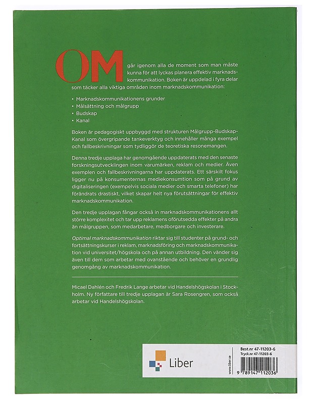 Optimal marknadskommunikation - Dahlén, Micael - Tietokirjat ja oppaat - 10105409530 - 1